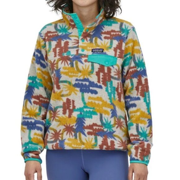 NEW Patagonia Lightweight Synchilla Snap-T Fleece Pullover Women's L Tree Print - Picture 1 of 13